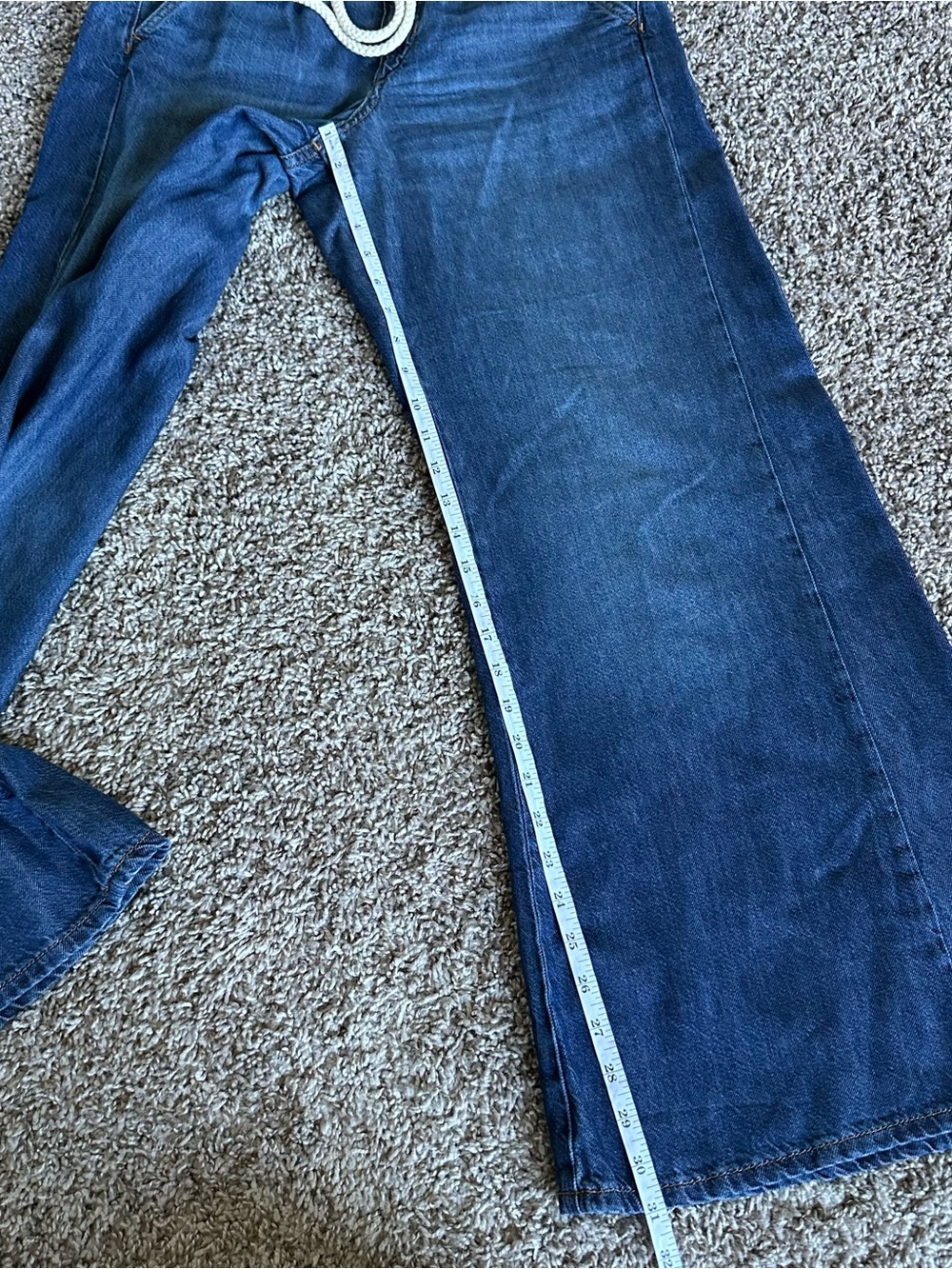PILCRO Wide-Leg Drawstring Denim Jeans - Blue - Picture 8 of 10